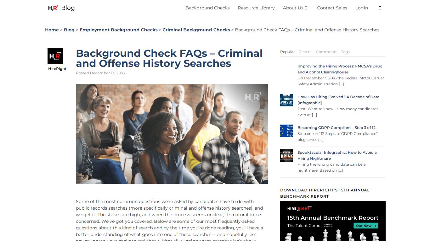 Background Check FAQs – Criminal and Offense History ... - HireRight